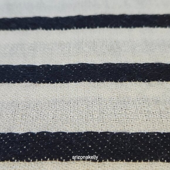 Ivory Cashmere Scarf With Black Stripes - Picture 13 of 16